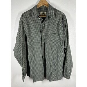 Eddie Bauer Shirt Mens XL Green Check Plaid Button Front Long Sleeve Cotton